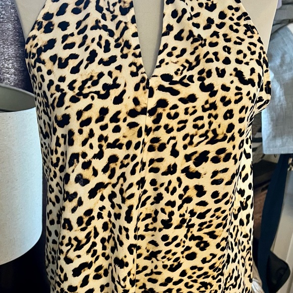 NWT! New Banana Republic Leopard Halter top shirt Small Sleeveless tie neck - Picture 3 of 7